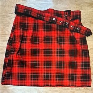Red Plaid Mini Skirt